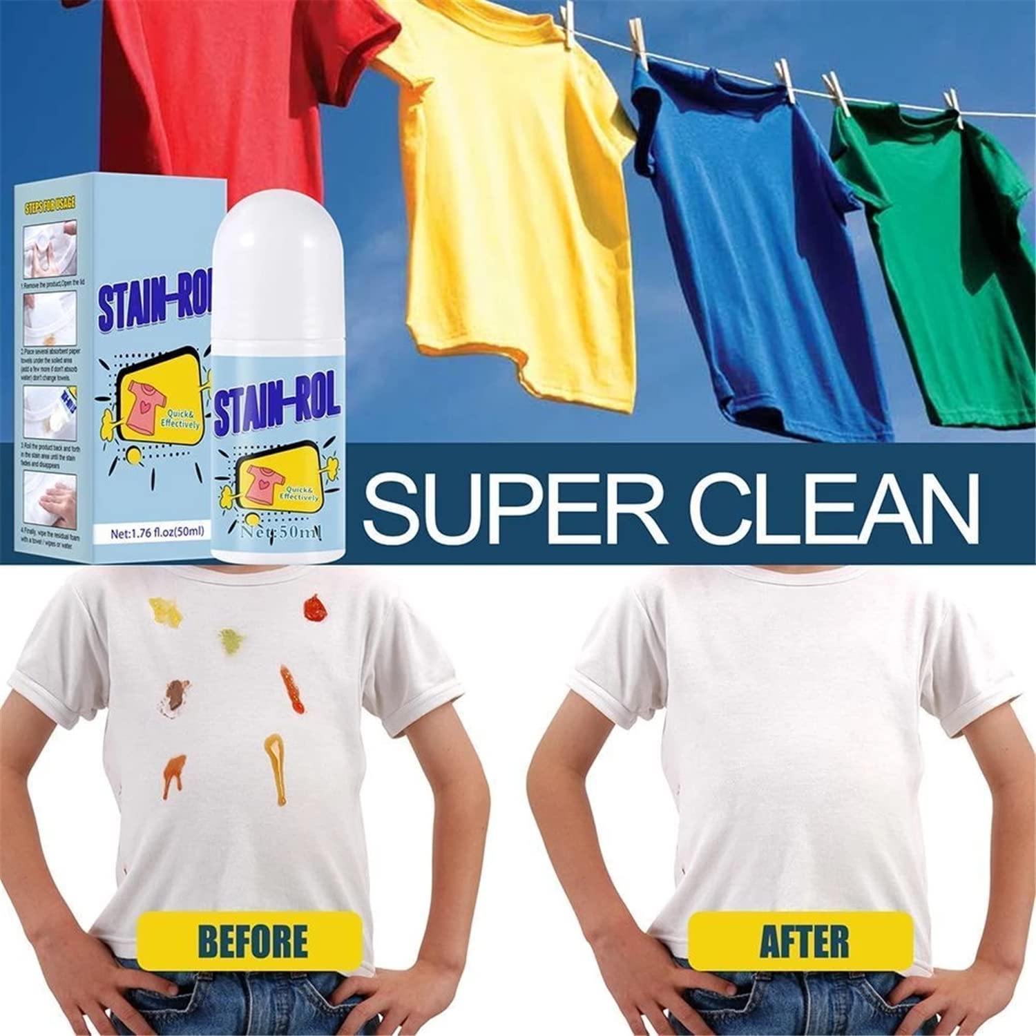 Stain Remover for Clothes | Multi-Purpose Roll Bead Fabric Clothes Stain Remover Pan | Instant Stain Remover for Cotton, Linen, Polyester, Blended Fabric, Denim, Down Jacket Stain Remover for Clothes | Multi-Purpose Roll Bead Fabric Clothes Stain Remover Pan | Instant Stain Remover for Cotton, Linen, Polyester, Blended Fabric, Denim, Down Jacket